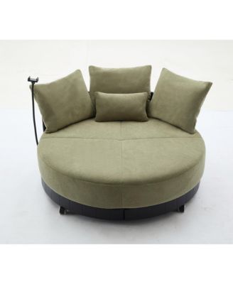 + 52.75" + Polyester + Adjustable Phone Stand & 360° Rotation + Oversized Swivel Chair