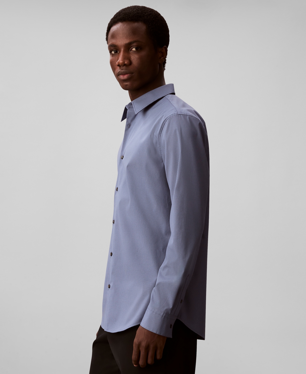 Calvin Klein Men's Stretch Striped Slim-Fit Dress Shirt