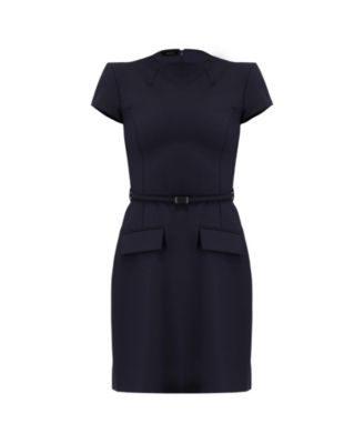Women's Short Dress with Belt And Faux Pockets