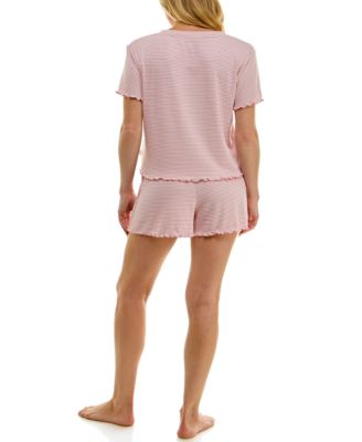 Women's Striped Top & Shorts, 2-Piece Set