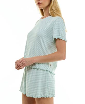 Women's Striped Top & Shorts, 2-Piece Set