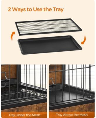 Indoor Dog Crate Furniture with Double Doors, Reversible Side Door, Removable Tray, 38.6" L, Top 154 lb