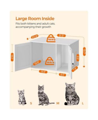 Litter Box Enclosure Cabinet with Divider, Barn-Style Doors, Hidden Litter Furniture, Multi-Use Top