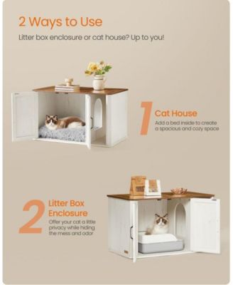 Litter Box Enclosure Cabinet with Front Entry, Hidden Cat Washroom Furniture, Top Holds 165 lb, Large Size
