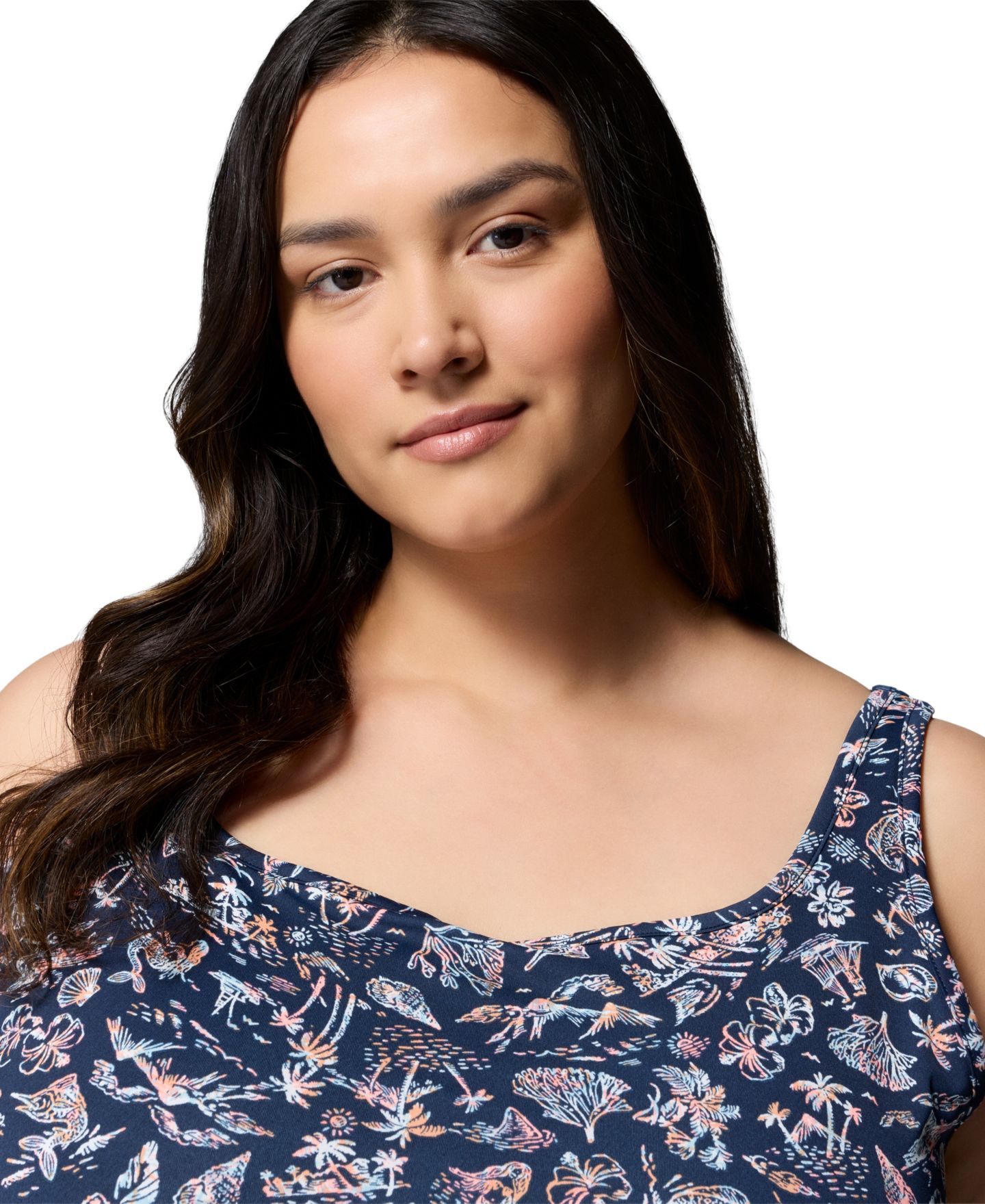 Женское платье Columbia PFG Plus Size Active Printed Freezer III, цвет: Тёмно-синий — фото 5