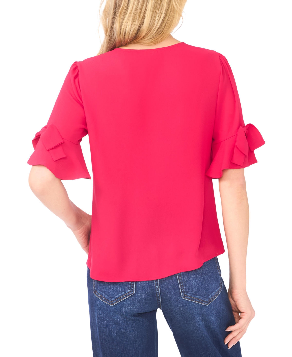 CeCe Women's Flounce Sleeve Crewneck Top