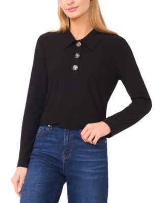 Women's Collared Neck Half Placket Top