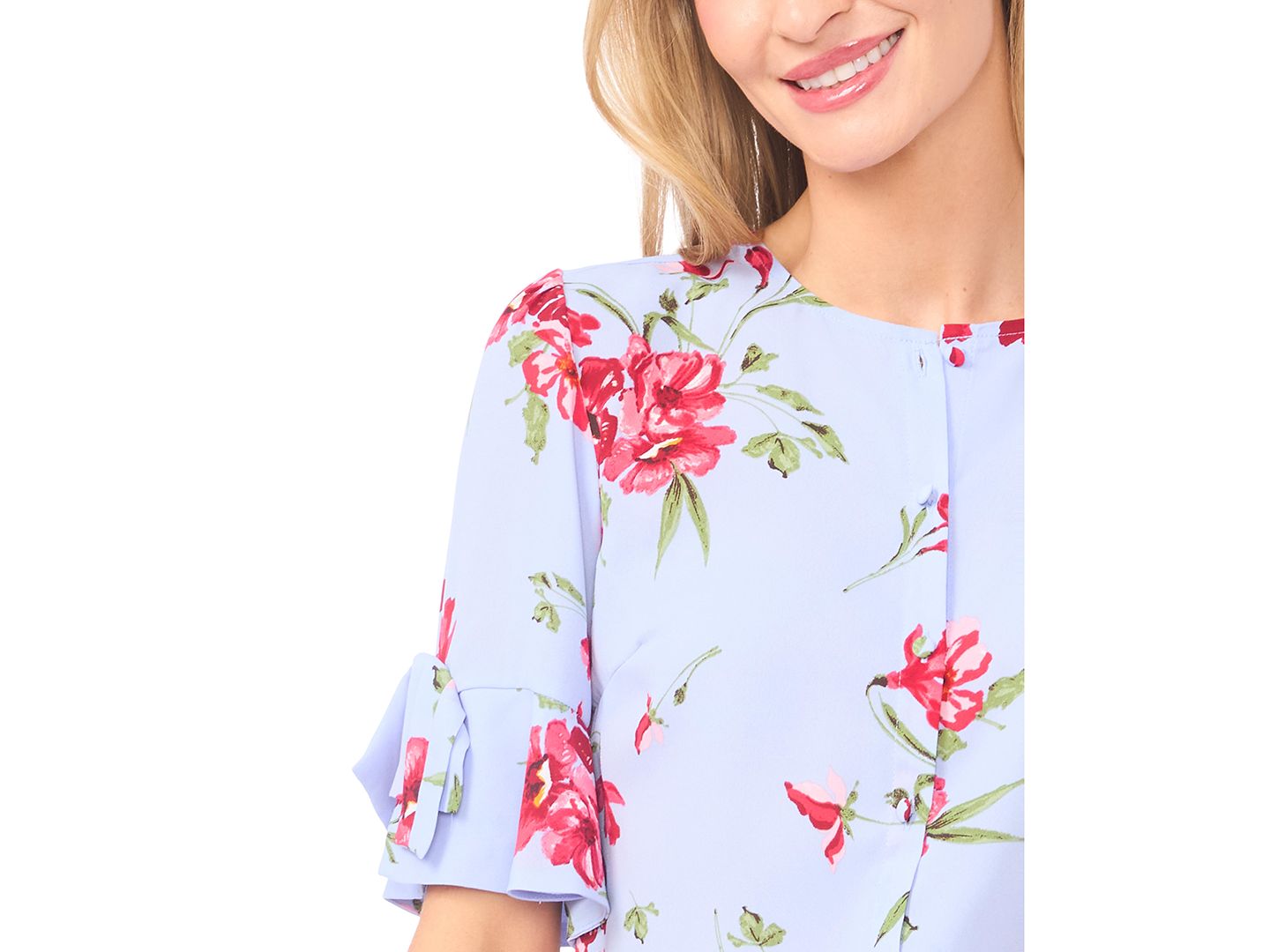 Женский топ CeCe Ruffle Sleeve Floral, цвет: Windsurfer — фото 2
