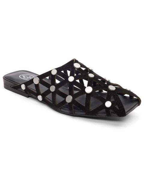 Женские сабо ASH Bone Slip-On Mule Flats, цвет: Чёрный замшевый