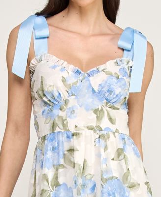 Juniors' Tie-Shoulder Ruffle Bust Midi Dress