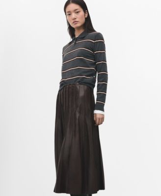 Women's Striped Polo-Neck Sweater