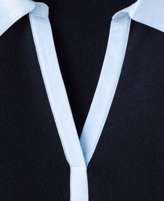 Women's Combined Shirt-Collar Sweater