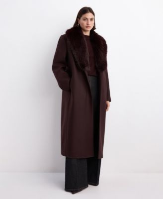 Women's Fur Collar Manteco Wool Coat