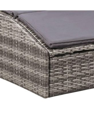 Poly Rattan Sunbed with Cushion