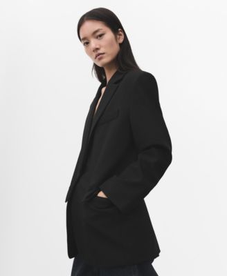 Women's Lapel Pockets Straight Suit Jacket