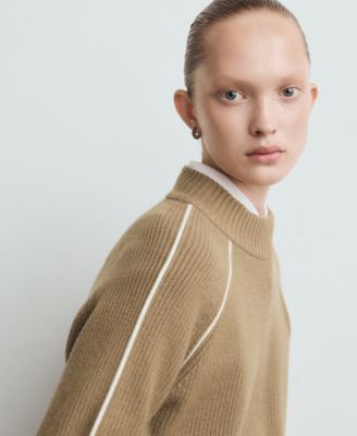 Women's Contrasting Stripes and Perkins Collar Sweater