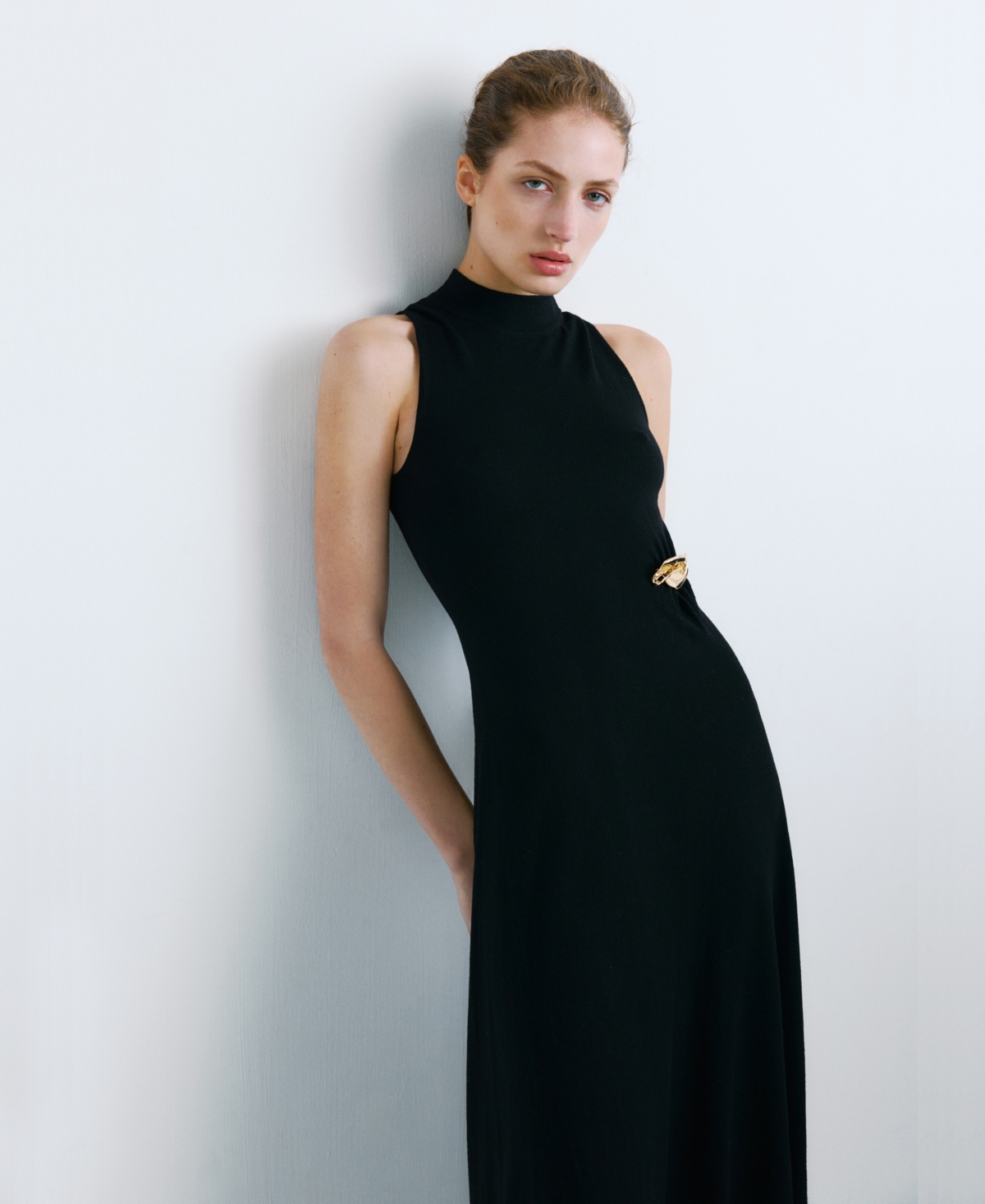 Mango Women's Brooch Turtleneck Knitted Dress