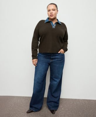 Women's Combined Shirt-Collar Sweater