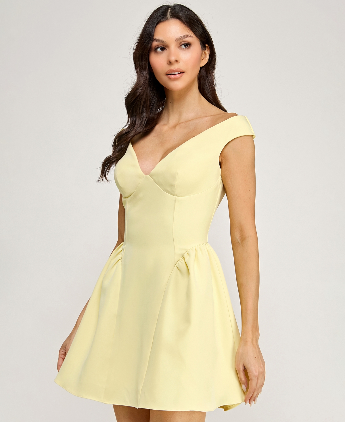 City Studios Juniors' Off-The-Shoulder Drop Waist Short Dress