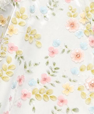 Juniors' 3D Flowers Sequin Short Dress