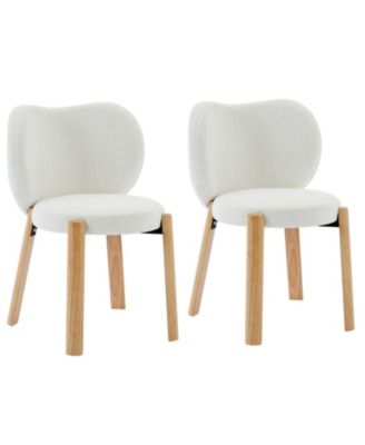 Set of 2 Heart-Back Teddy Vanity Chairs, Armless Small-Space Seating, 300LBS Capacity, Fits Under 24" Desks