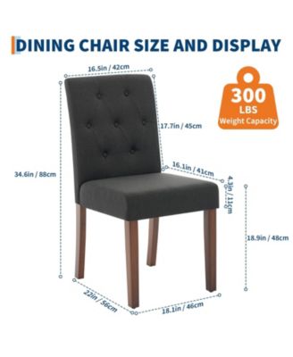 Set of 6 Button Tufted Parsons Dining Chairs, Upholstered Fabric Kitchen Side Chairs with Solid Wood Legs