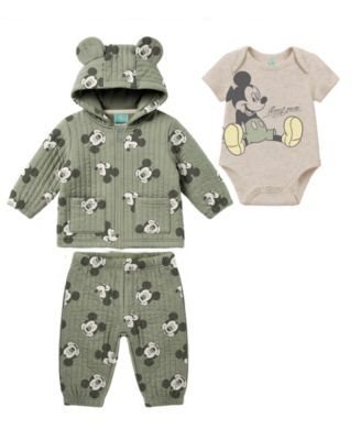 Baby Boys' Mickey Mouse Jacket, Short-Sleeve Bodysuit & Pants, 3-Piece Set