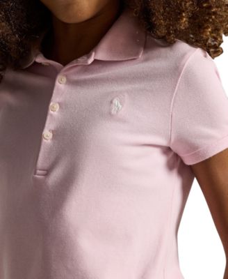 Girls 7-16 Stretch Cotton Mesh Polo Shirt
