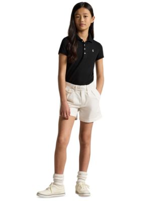 Girls 7-16 Stretch Cotton Mesh Polo Shirt