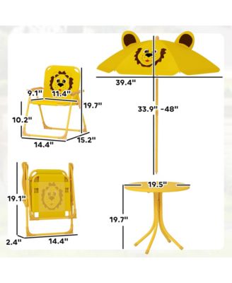 Kids Picnic Table and Chair Set with Adjustable Umbrella