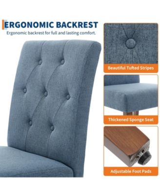 Set of 2 Modern Fabric Upholstered Dining Chairs, Sturdy Wood Legs & Rubber Frame Kitchen Side Seating