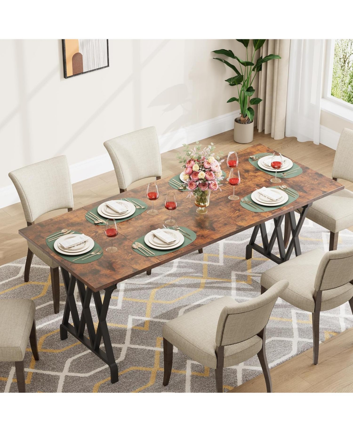 Gaomon Kitchen Table Rectangular Dining Table 70.9-Inch Long Dining Table for 6 Peoplefor Dining Room, Home Office, Living Room