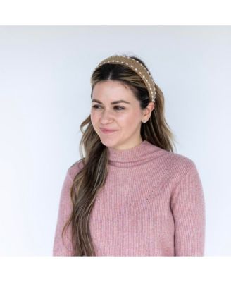 Women's Classic Pearl Headband - Tan