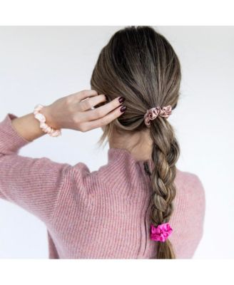 Women's Satin Scrunchie Set - Hot Pink, Light Pink, Mauve