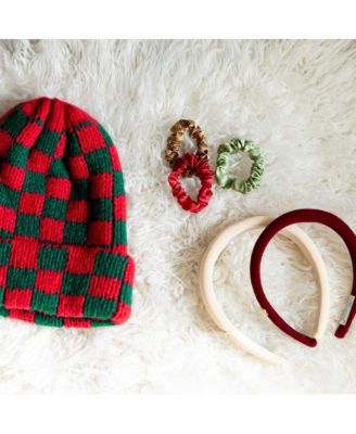 Women's Satin Scrunchie Set - Olive, Burgundy, Gold