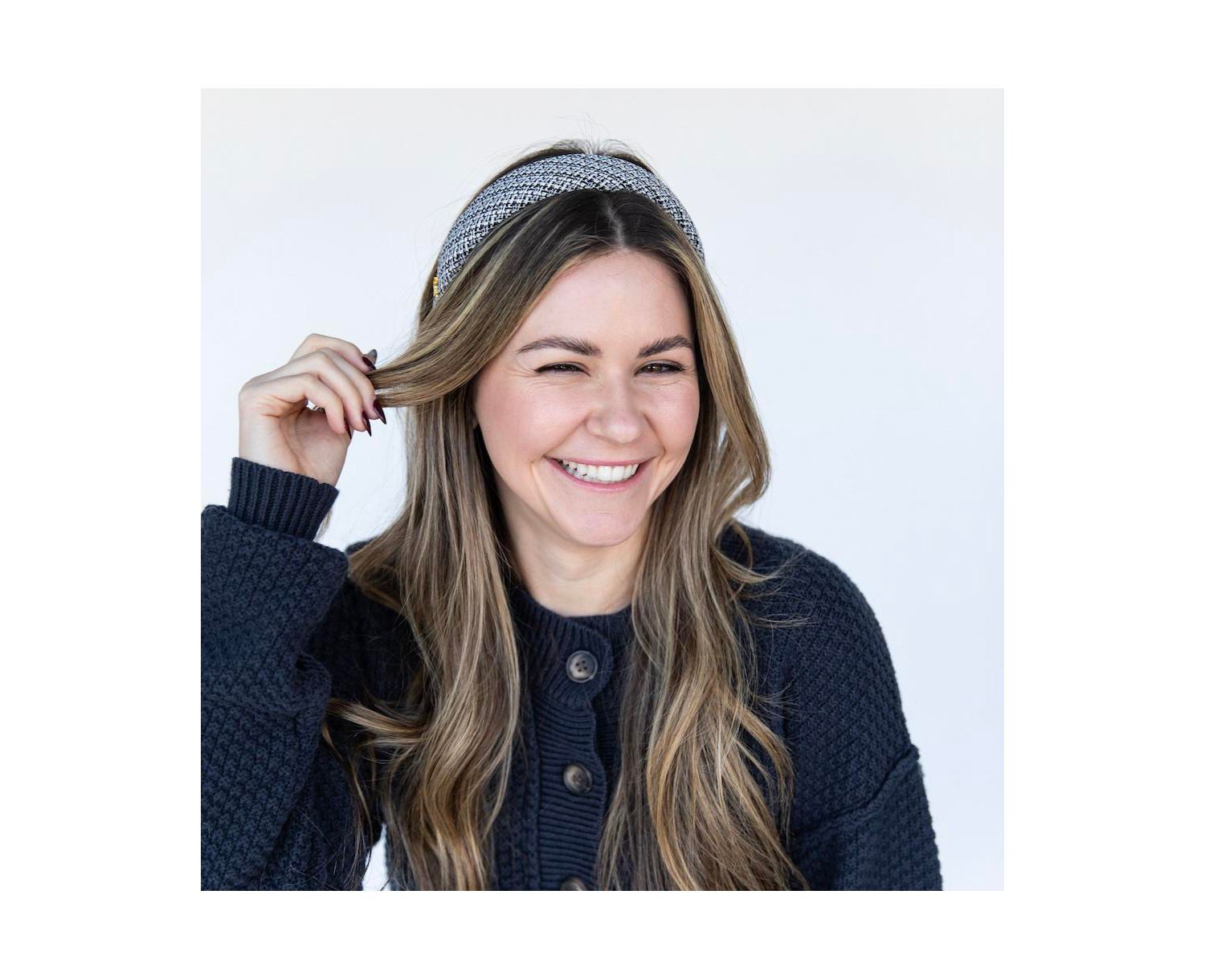 Women's Classic Padded Tweed Headband - Black Ivory
