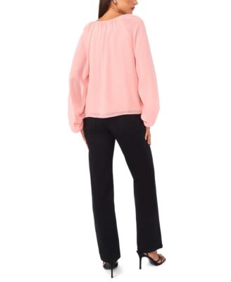 Women's Balloon Sleeve V-Neck Top