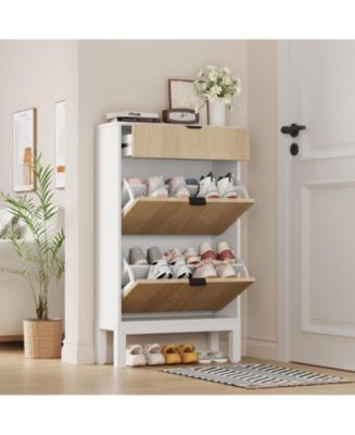 gaomon Shoe Storage Cabinet with 2 Flip Drawers, Farmhouse Fluted