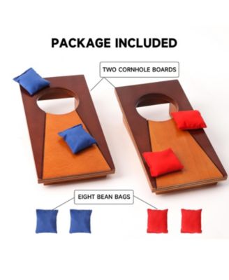 Mini 10"x5" Tabletop Cornhole Toss Game Set with 8 Bean Bags, Wooden Desktop Corn Hole Game Set