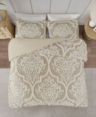 Madison Park Viola Damask Tufted 3-Pc. Duvet Cover Set, King/California King