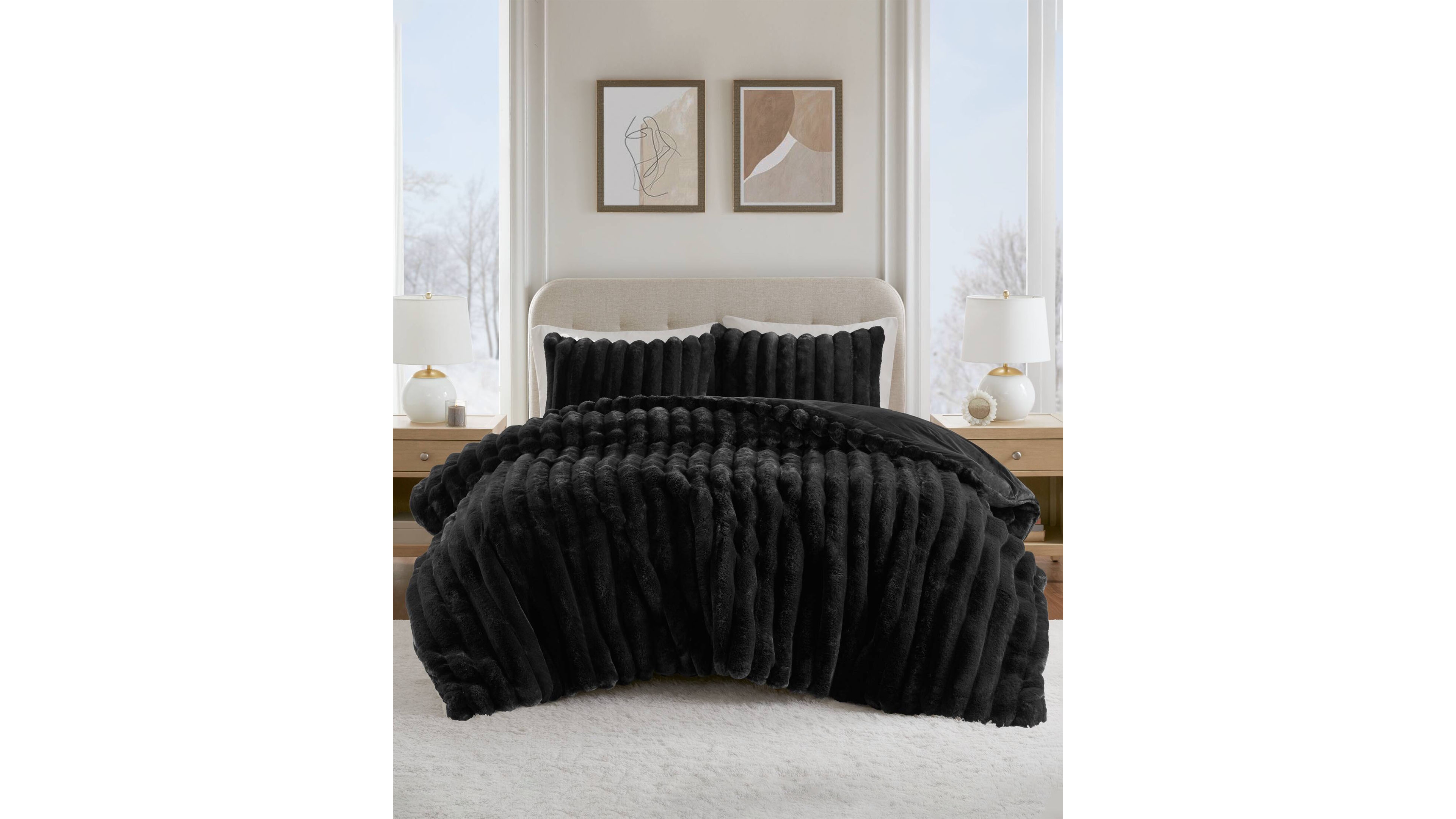 Madison Park Jasmine Faux Fur Reverse to Velvet 3-Pc. Comforter Set, King
