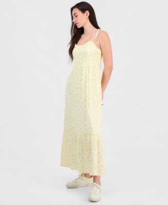 Juniors' Ditsy Floral Smocked Maxi Dress