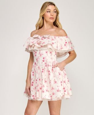 Juniors' Off-The-Shoulder Mini Dress