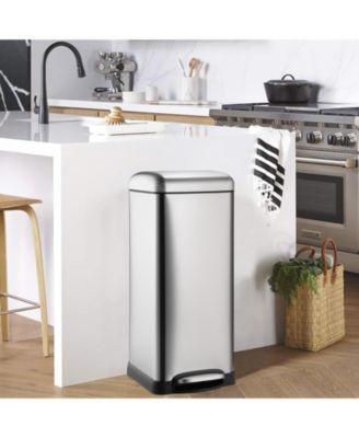 8 Gallon Step Trash Can, Square Fingerprint-Proof Garage Can