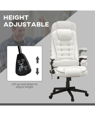 High Back Vibration Massage Office Chair with 6 Vibration Points Heated Reclining PU Leather