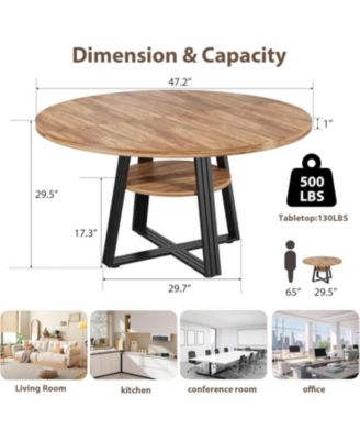 Kitchen Table 47.2 inch Round Dining Table for Dining Room, Home Office, Living Room