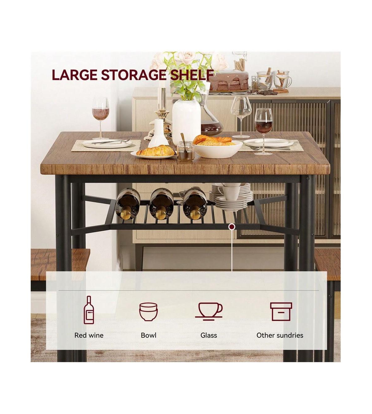 Gaomon Kitchen Table Dining Table Set 3 Piece Dining Table Set For 2 Square Kitchen Table Set for Dining Room, Home Office