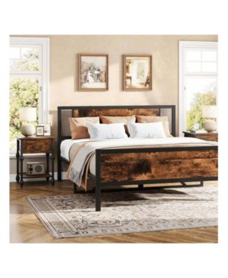 Industrial 2-Tier End Table Nightstand, Drawer Storage Side Table Featured Bedside Organizer for Bedroom