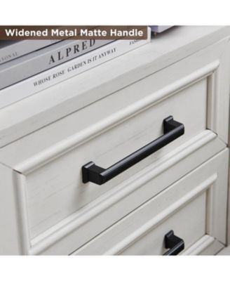 Set of 2 18 Inch White Farmhouse Nightstands, 2-Drawer End Table with USB Charging Station