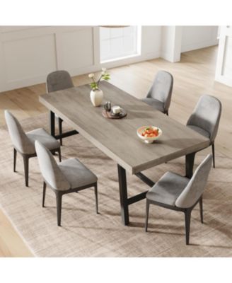 Kitchen Table Gray 70.87 inch Large Rustic Wood Dining Table for Dining Room, Home Office, Living Room
